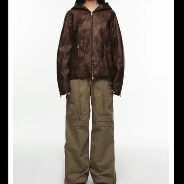 나체 오버랩 핀턱 팬츠 브라운 2사이즈