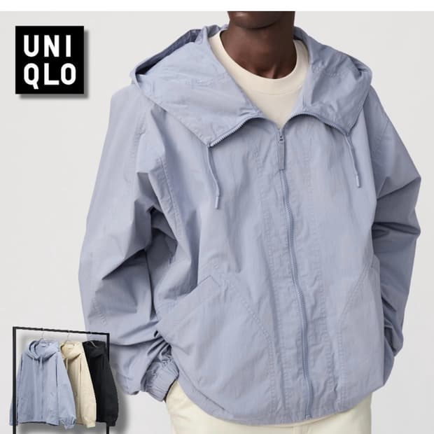유니클로 U 후드블루종