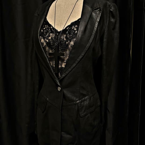 Goth leather jacket sleeve set..