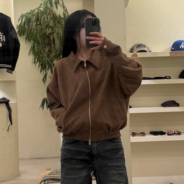 브라운 스웨이드 집업 자켓 U455