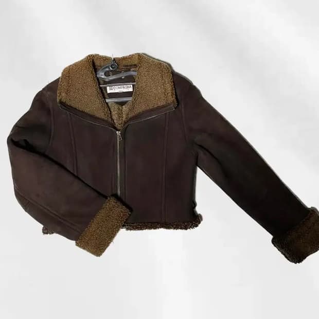 빈티지 브라운 크롭 무스탕