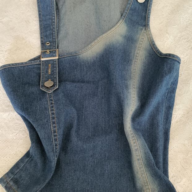 [빈티지] 워터밤 느낌 데님 멜빵 민소매 탑