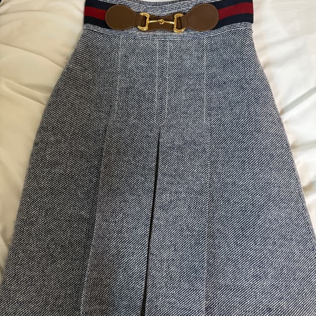 구찌 울 혼방 플리츠 스커트 36