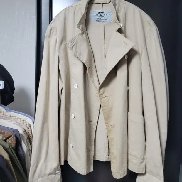 [착샷] 90년대 빈티지 스웨덴군 몰스킨 더블브레스티드 셰프자켓 쿡자켓