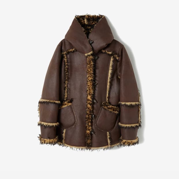 Perverze vegan leather hoodie teddy coat
