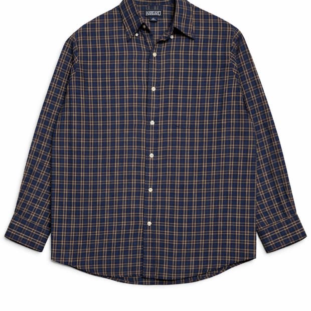 JPN 90s 일본 빈티지 Y2K 아메카지 랜즈엔드 네이비 체크 셔츠 M