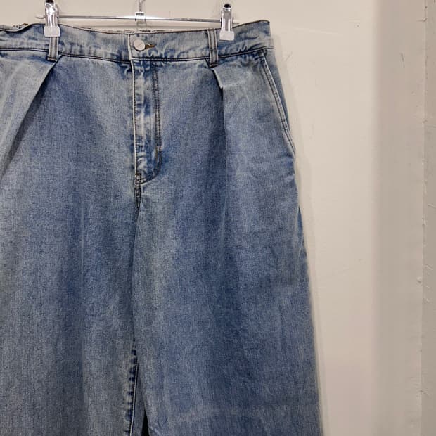 낫포너드 하프밴딩 와이드핏 연청 데님팬츠