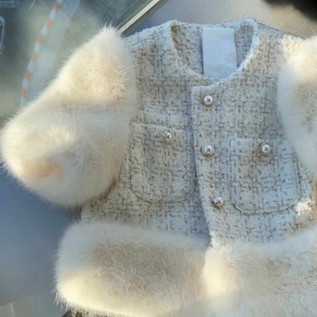 트위드 퍼 자켓