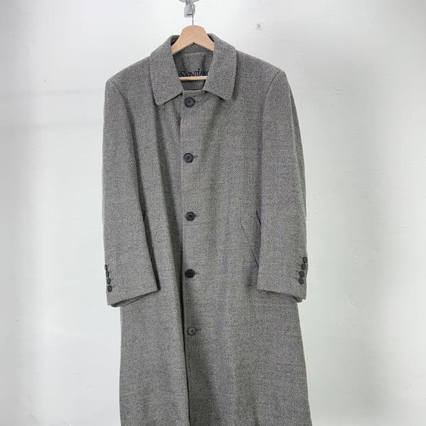 이브 생로랑 뿌르 옴므 그레이 울 발마칸 로브 코트