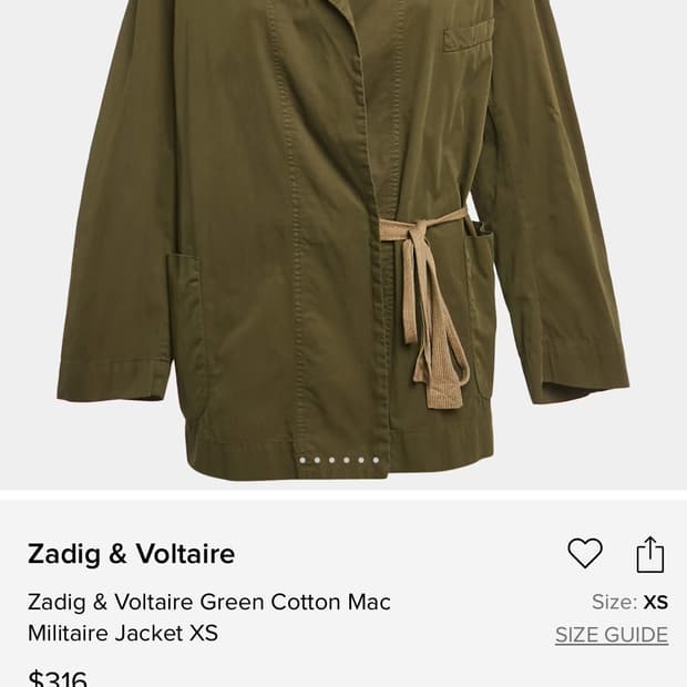 Zadig&Voltaire Pre-Owned 쟈딕 코튼 카키 자켓(XS)