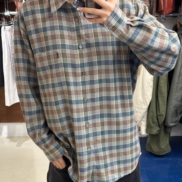 YSL 입생로랑 체크셔츠