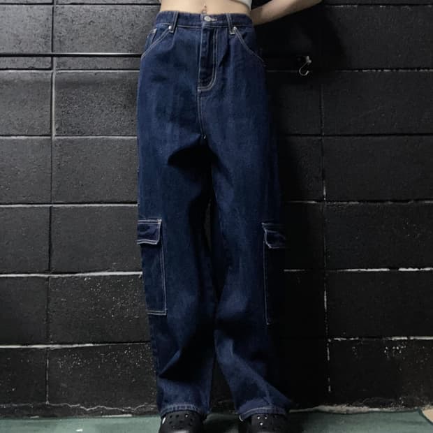 빈티지 오버핏 진청 팬츠