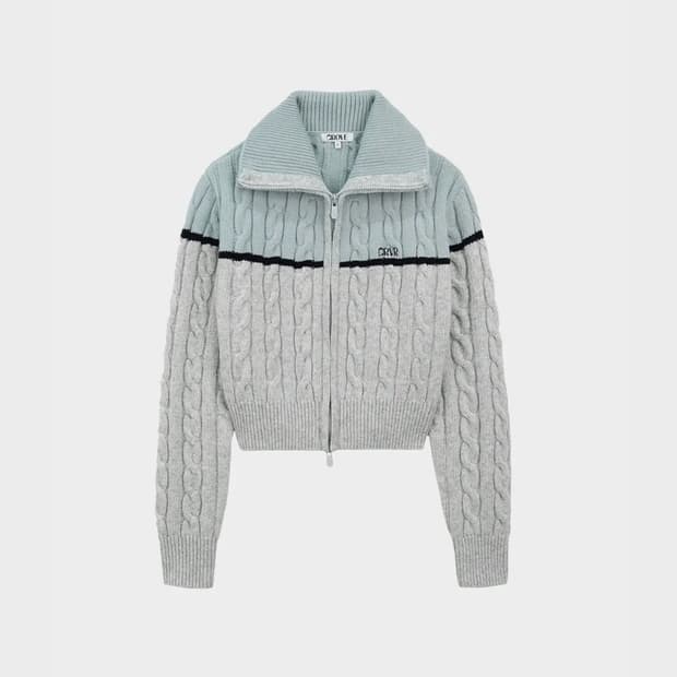 그로브 재이 니트집업 스카이블루 니트 가디건