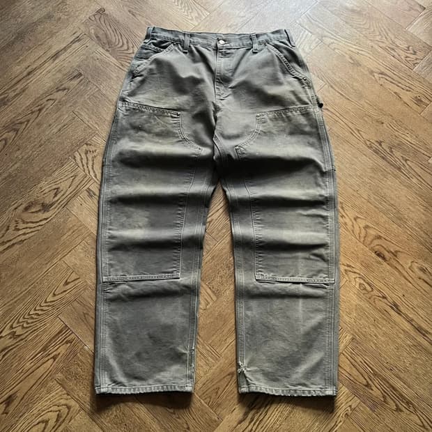 [34]칼하트 USA 더티워싱 차콜그레이 더블니 워크 팬츠