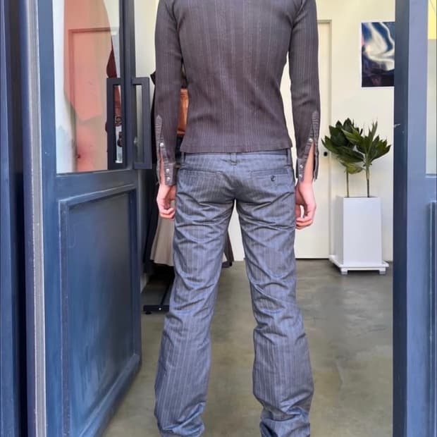d&g striped double waist pants