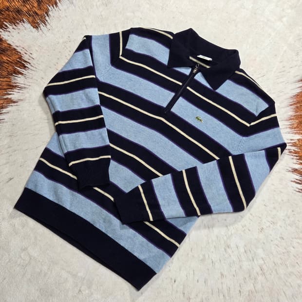 라코스테 단가라 반집업 카라 니트