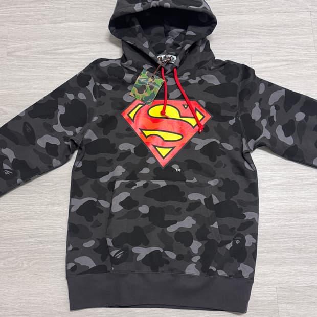 베이프 DC콜라보 흑계 후드티 L