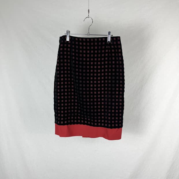 Vintage (maede in japan) 체크 포인트 미디 스커트 
