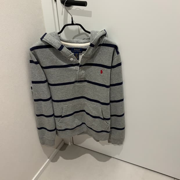 폴로 스트라이프 후드티