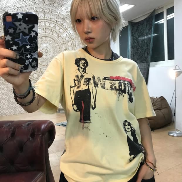 Vintage printing t yellow