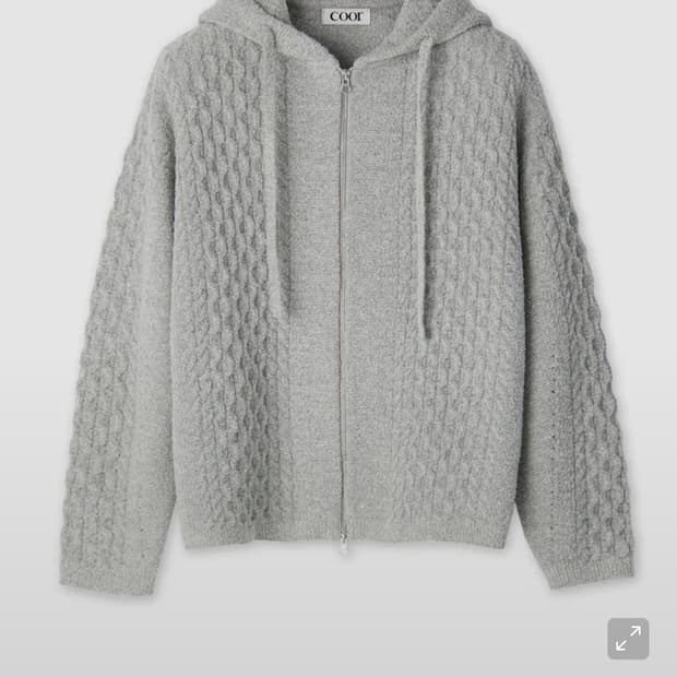 쿠어 링구사 케이블 니트 후드집업 그레이 L