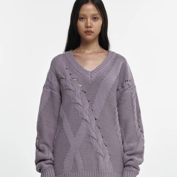 나체 믹스드 트위스트 니트 1사이즈