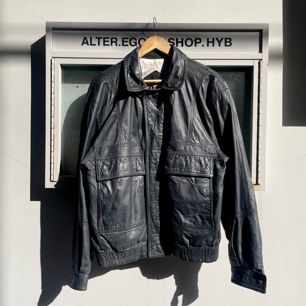Dark Gray Vintage Genuine Leather Bomber