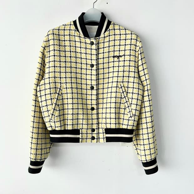 MSGM 트위드 로고 자수 블루종