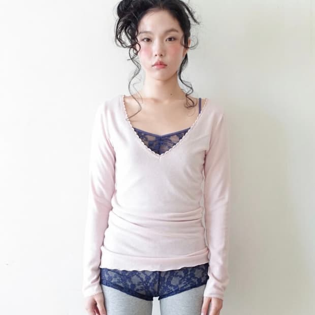 (구해요) 샵페어리 iris long top pink 레이스 탑 핑크