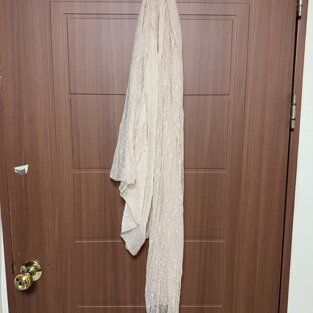 무나)빈티지 모리걸 하구미 히피 아이보리 레이스 롱 스카프