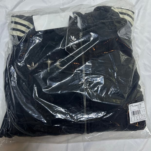 (XS) 아디다스 떠그 클럽 팀가이스트 후드 집업 블랙