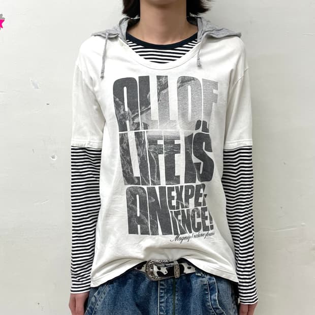 Basic Stripe Layered Hoodie