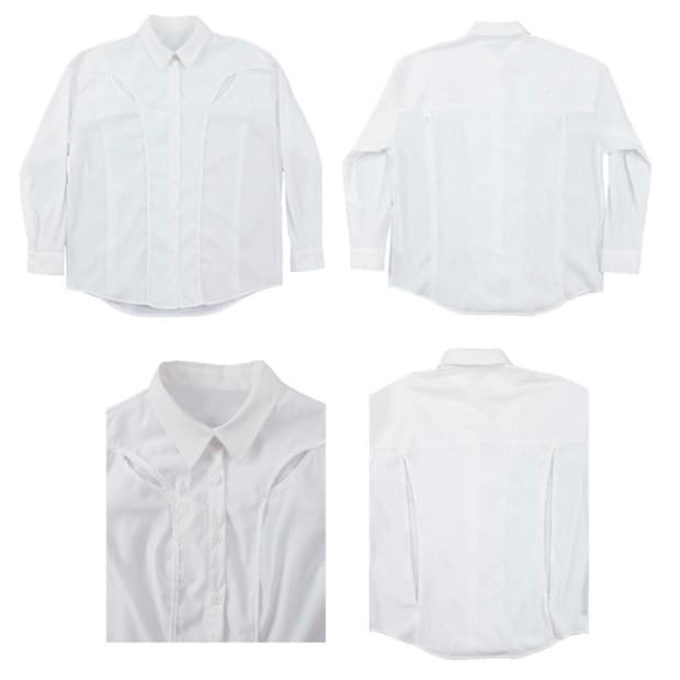 OJOS Chest Hole Nylon Shirt / White