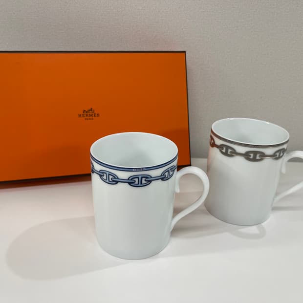 에르메스 샹달 블루, 플래티넘 머그컵 2P 세트 HERMES
