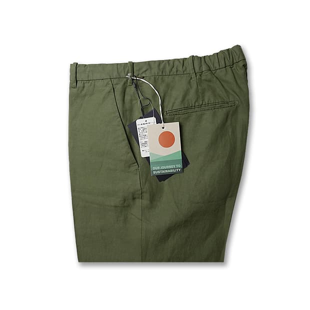 54 인코텍스 [Incotex] 카키 린넨 코튼 치노리노 하프 조거 팬츠