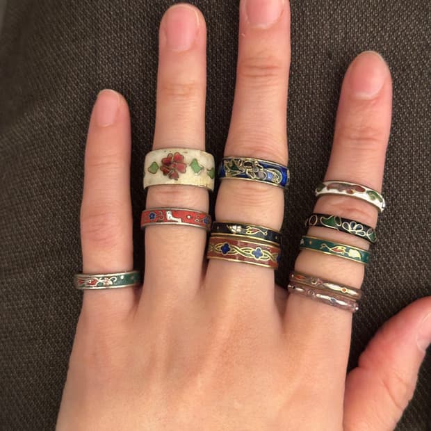 빈티지 플라워 볼드 링 반지