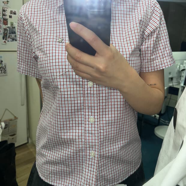 스컬 펑크 체크 셔츠