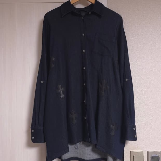[S] 크롬하츠 레더패치 데님 오버셔츠