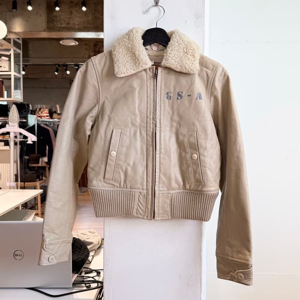지스타 베이지 gs-a 레더 자켓 
