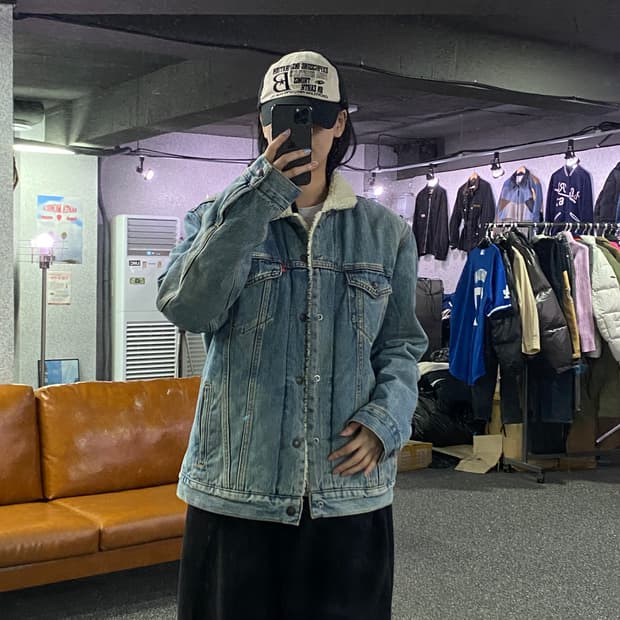 리바이스 레드 탭 포켓 양털 데님 자켓 B3196