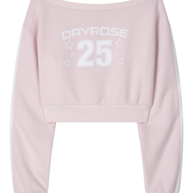 새상품) 드라이로즈 별 프린팅 오픈숄더 맨투맨 핑크