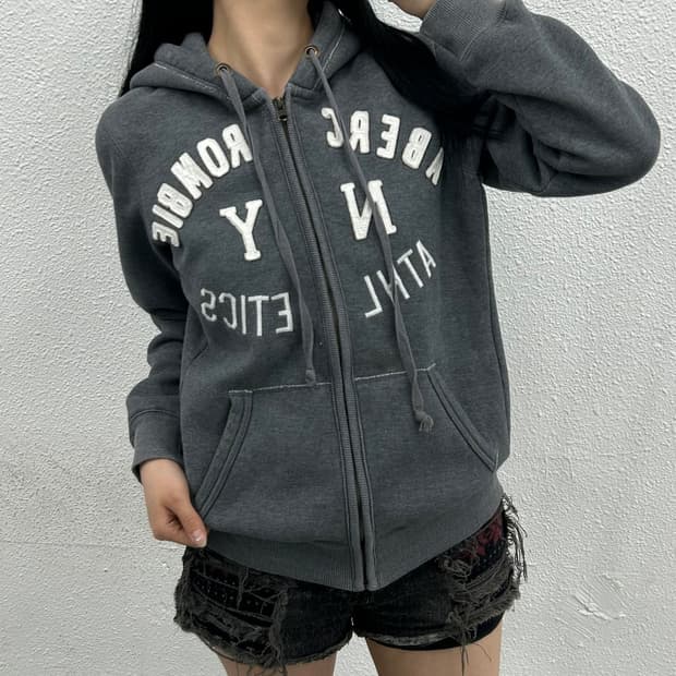 아베크롬비 화이트패치 그레이 후드집업 XL