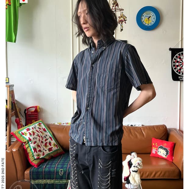 90-00s KANSAI YAMAMOTO 1/2 Stripe Shirt