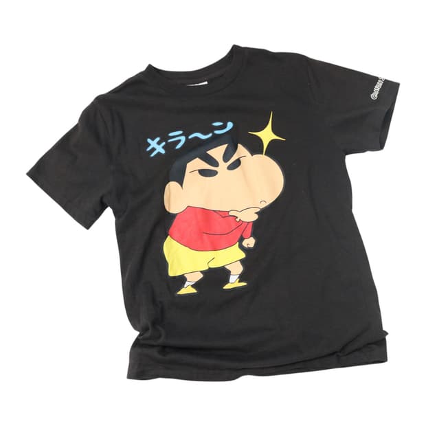 짱구는 못말려 빈티지 키라링 그래픽 블랙 반팔 티셔츠 (S-M)