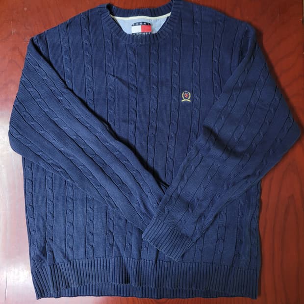  90s 미국빈티지 타미힐피거 코튼 꽈베기 니트