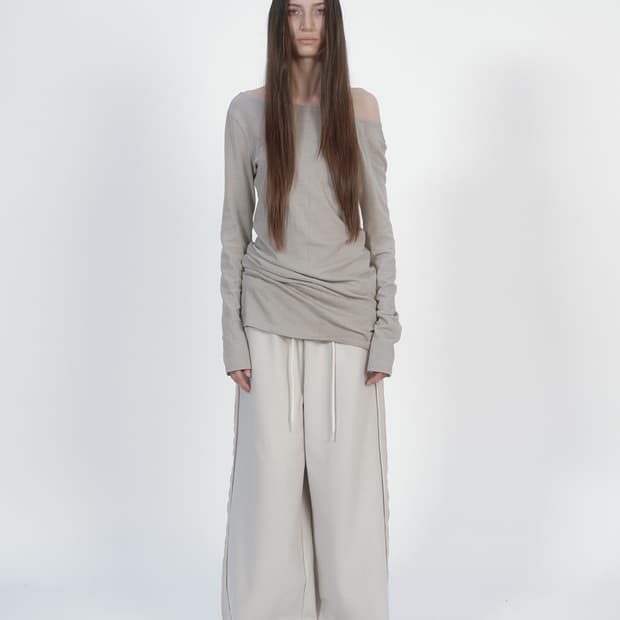 낫띵에브리띵 와이드 레그 스웻팬츠 베이지