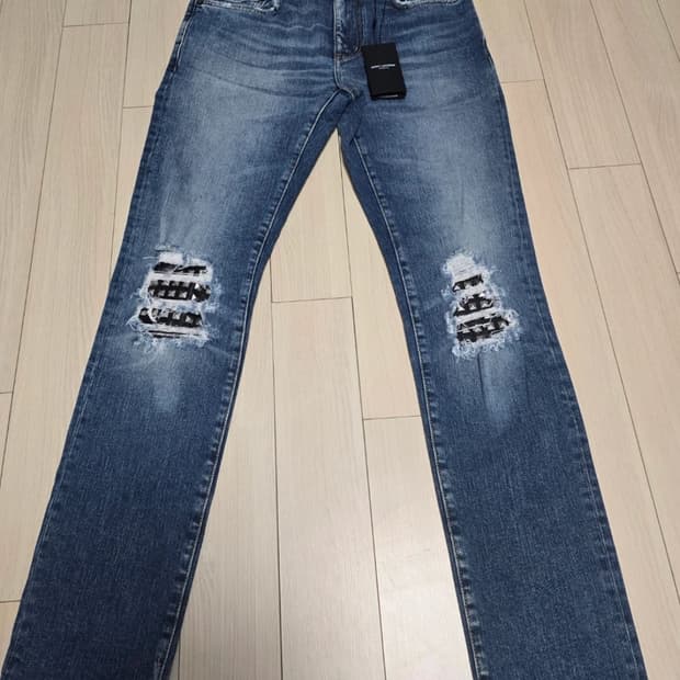[새상품 풀구성] 생로랑 에디슬리먼 레더패치 데님 진 30