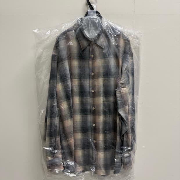 오라리 슈퍼 라이트 울 체크 셔츠 베이지 블루 체크 - 24AW