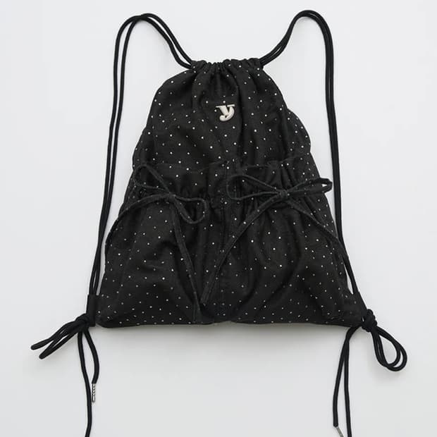 여밈 tie gym sack (star black) 도트 땡땡이 백팩