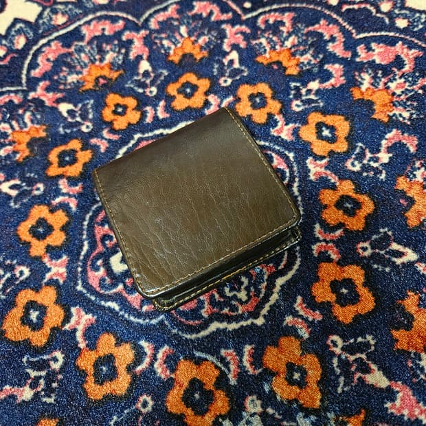 핸드메이드 브라운 가죽 코인 파우치 